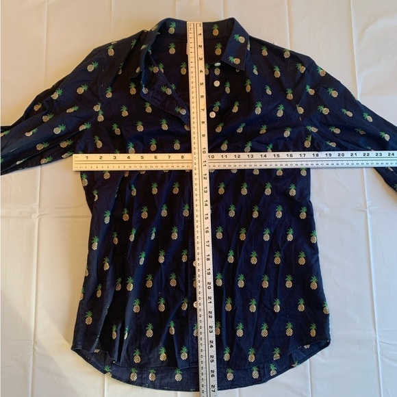 J.Crew Button-Up Dress Blouse - Blue with  Pineapples, Size Small - Picture 8 of 8